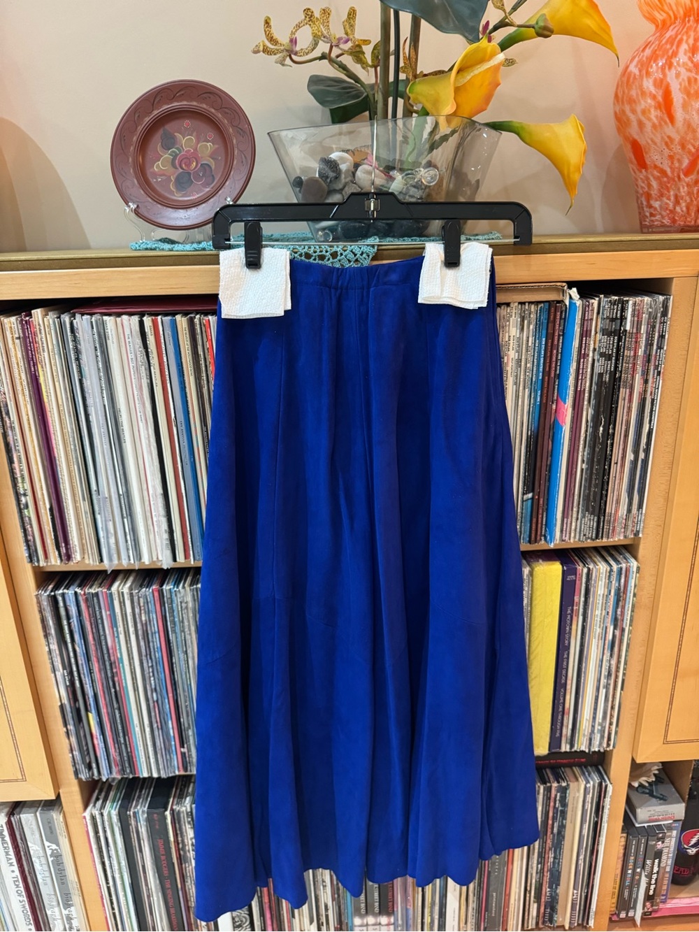 PRICE DROP: EMPHASIS BULLOCKS, 4, lined, COBALT/ROYAL BLUE LAMBSKIN SUEDE skirt